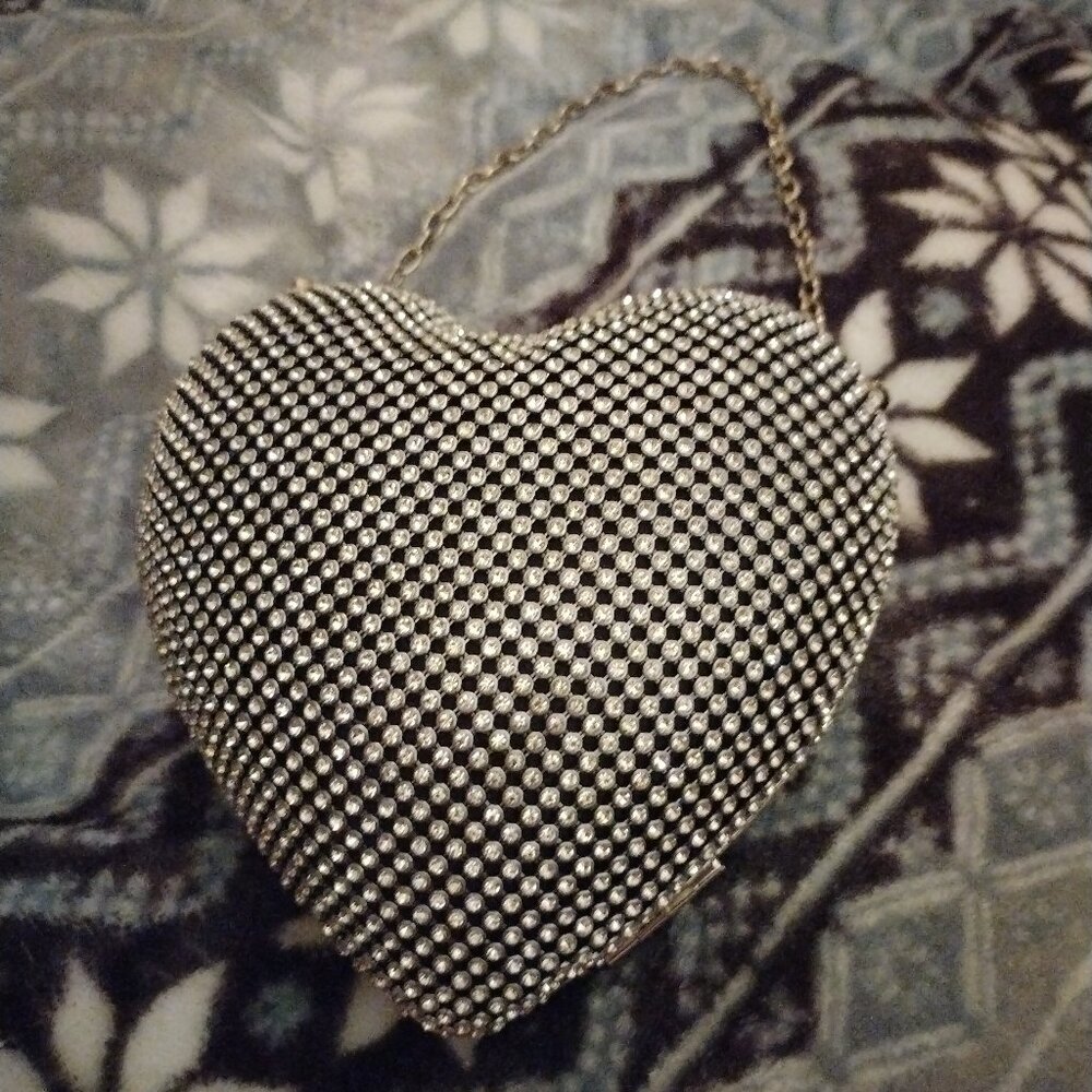 Heart Shaped Crystal Evening Bag